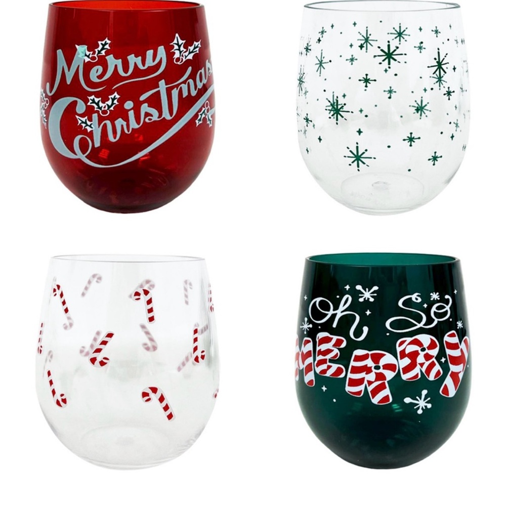 St. Nicholas Square® Merry Merry 4-pc. Stemless Wine Set  new in box